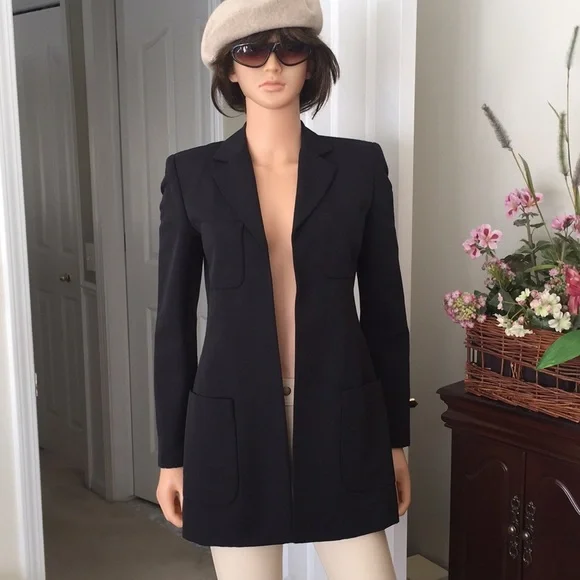 Vintage Dana Buchman black open front long jacket